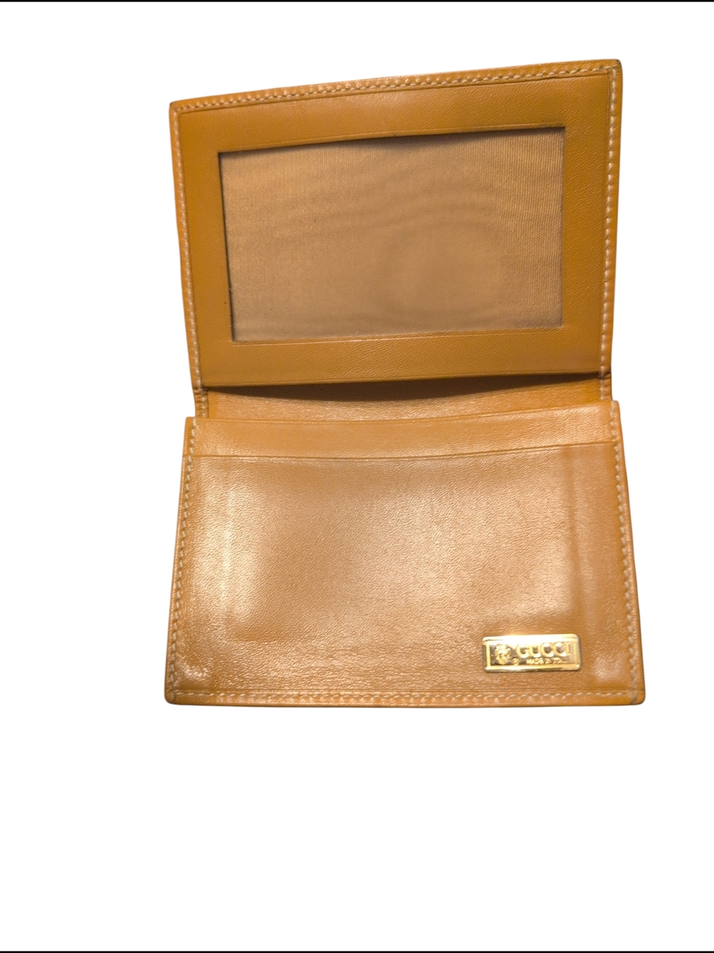 Vintage Gucci 80s Fold Card Holder License Monogram Leather Trim Preloved - Picture 11 of 16